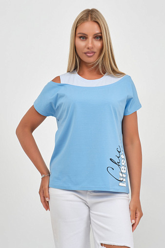 Футболка женская Чика голубой/св.голубой