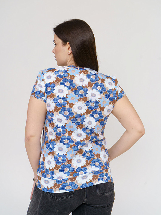 Футболка Фонарик х/б сине-белая