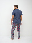 Пижама мужская Олимп кор.рукав бордо/клетка