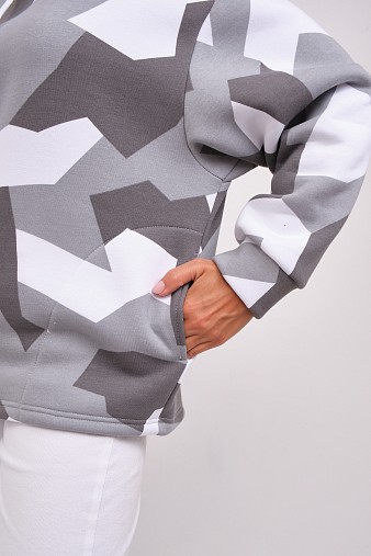 Толстовка жен. Геометрия 3-х нитка начес серый