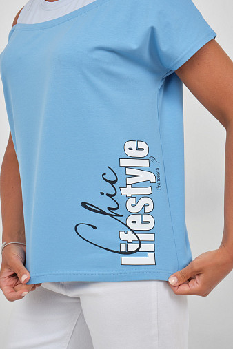 Футболка женская Чика голубой/св.голубой