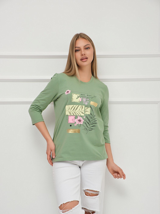 Лонгслив Элис рукав 3/4 фисташка