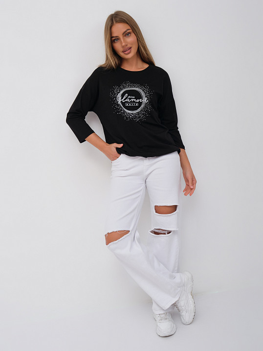 Лонгслив жен. Гламур черный