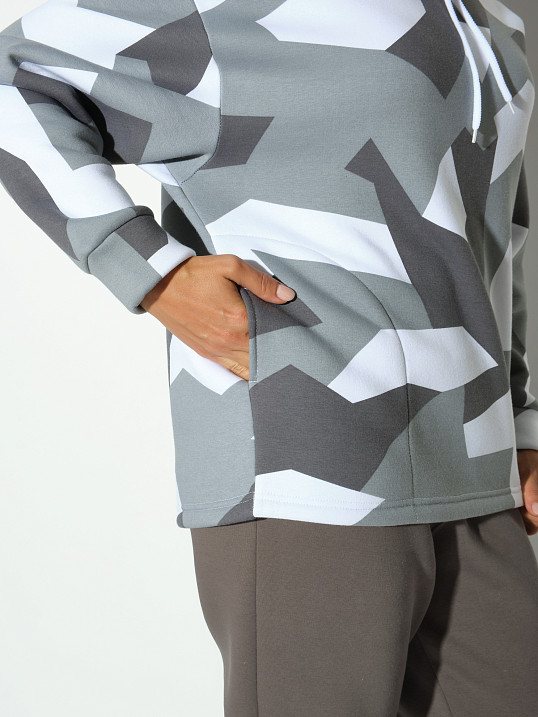 Костюм жен. Геометрия набивка 3-х нитка начес серый
