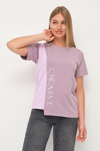 Футболка женская Креатив корица/лаванда
