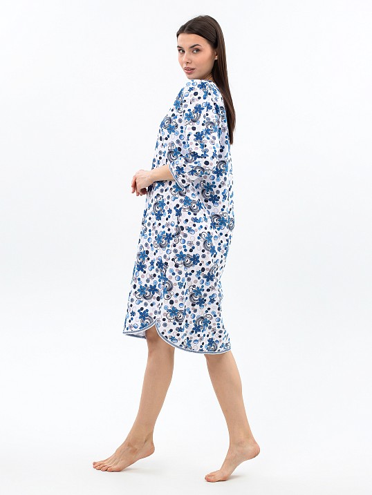 Ночная сорочка Камелия набивная белый/василек