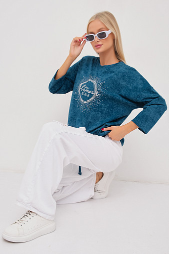 Лонгслив жен. Гламур варенка петроль