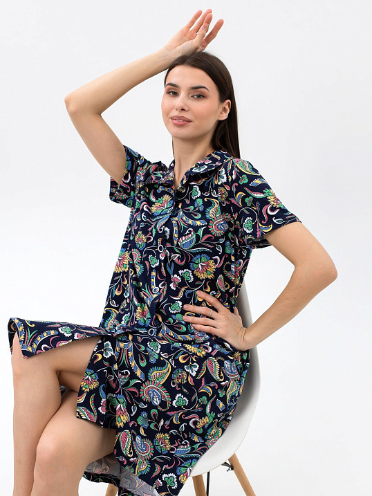 Халат Анна синий/узор