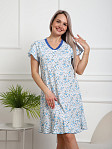 Ночная сорочка Астра крыло голубой/цветы