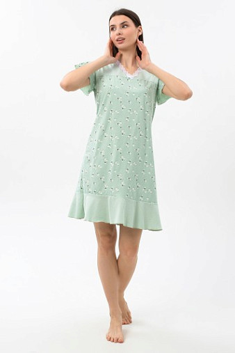 Ночная сорочка Астра крыло фисташка/цветы