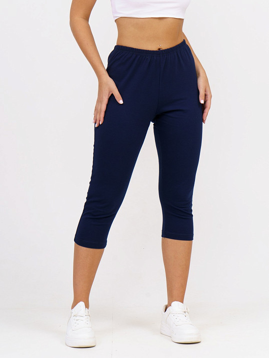 Бриджи кулирка с лайкрой однотонные синий