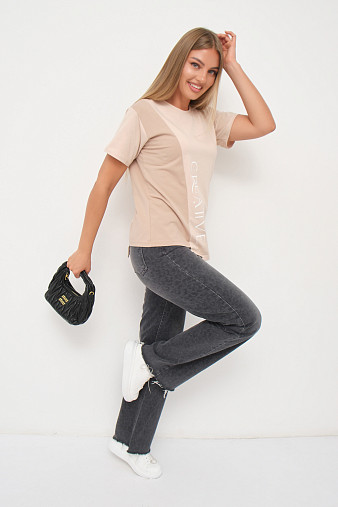 Футболка женская Креатив бежевый/таба