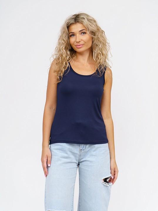 Майка вискозная однотонная т-синяя