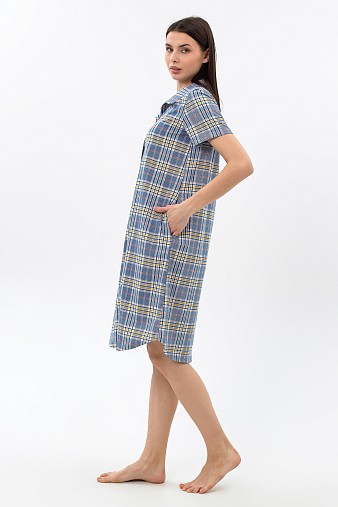 Халат Анна синий/клетка