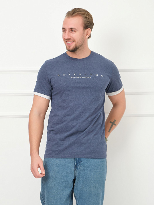 Футболка мужская Респект индиго/меланж