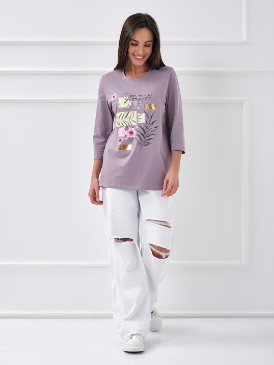 Лонгслив Элис рукав 3/4 светло-лиловый
