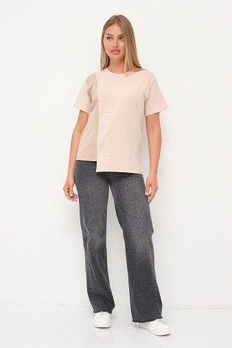 Футболка женская Креатив бежевый/таба