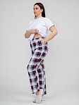 Брюки Силуэт бело-красный/клетка