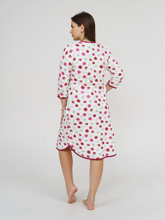 Ночная сорочка Камелия набивная экрю/цветы