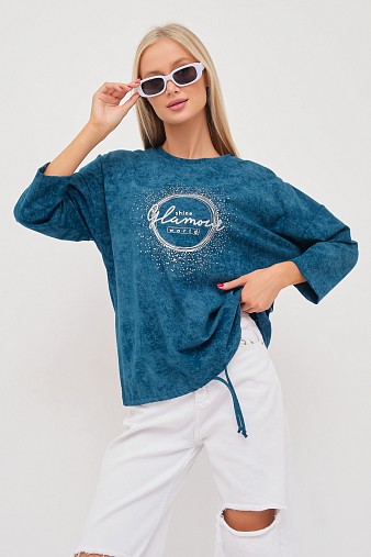 Лонгслив жен. Гламур варенка петроль