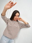 Лонгслив Николь какао/полоса