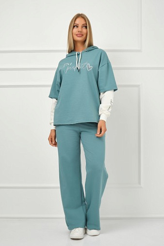 Костюм женский Венди со стразами бирюза