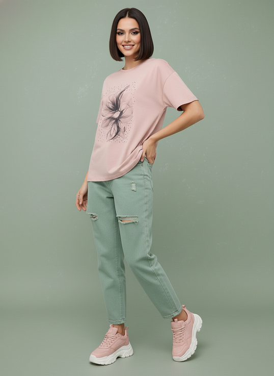 Футболка женская Жанет пудра