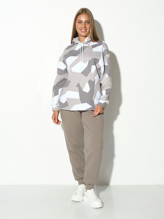 Костюм жен. Геометрия набивка 3-х нитка начес олива