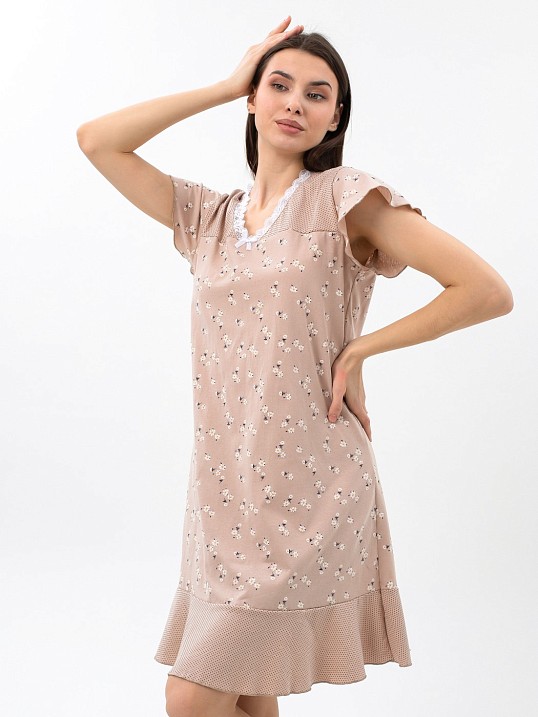 Ночная сорочка Астра крыло беж/цветы