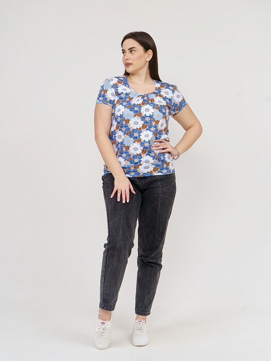 Футболка Фонарик х/б сине-белая