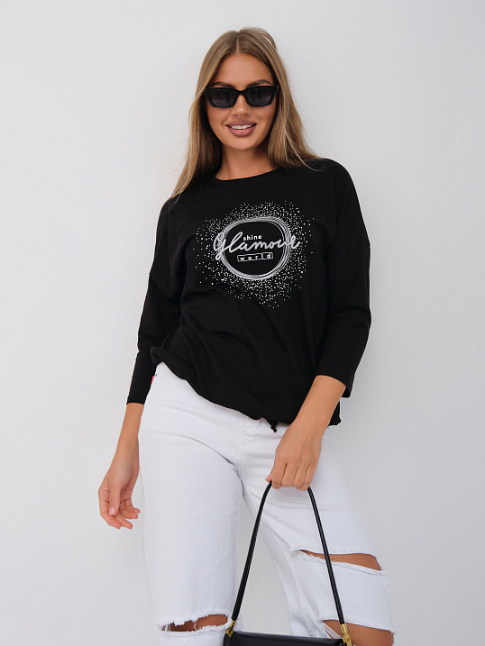 Лонгслив жен. Гламур черный