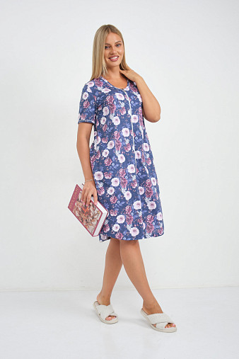 Халат Лотос набивка джинс/цветы