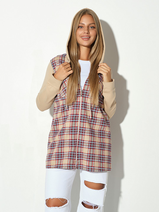 Рубашка жен. Гармония бежевый/клетка