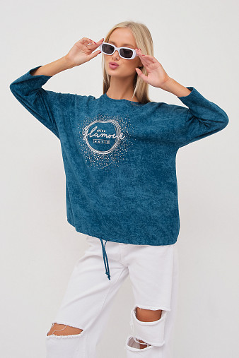 Лонгслив жен. Гламур варенка петроль