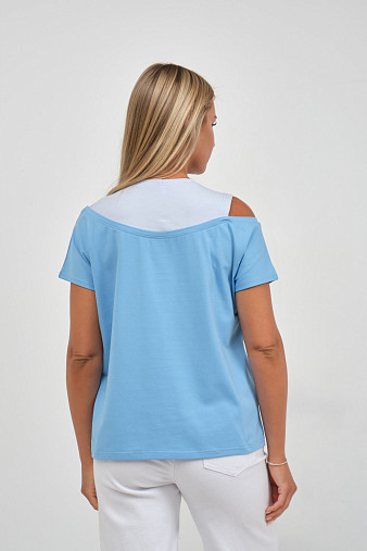 Футболка женская Чика голубой/св.голубой