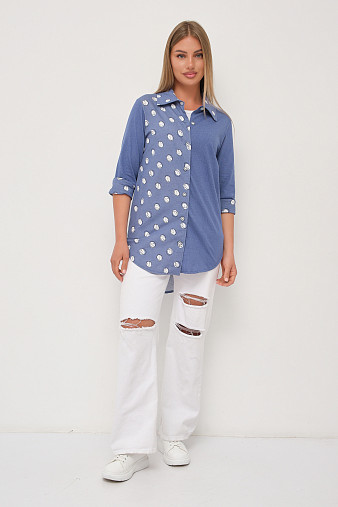 Рубашка Асимметрия джинс/горох
