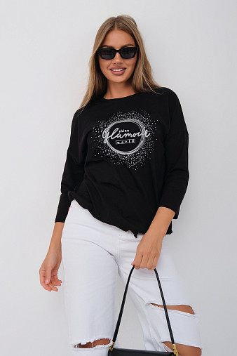 Лонгслив жен. Гламур черный