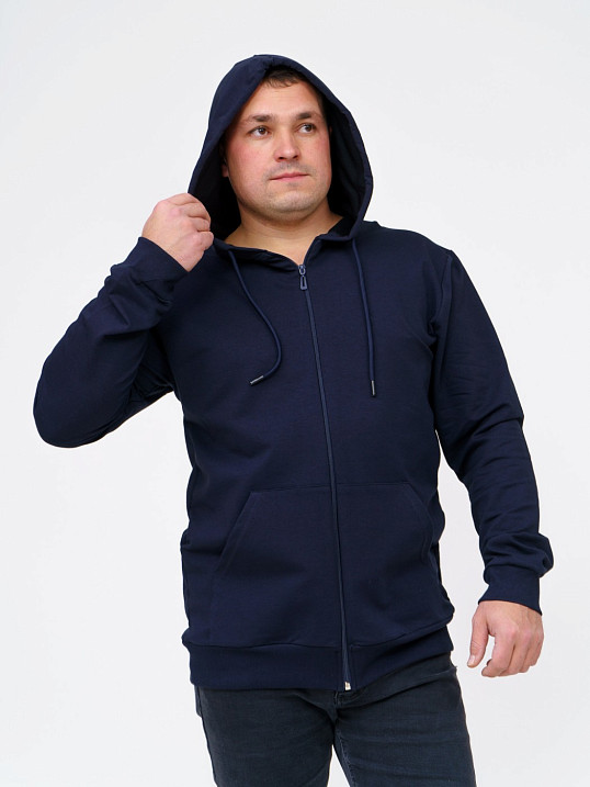 Толстовка мужская Степ без печати синий 2-х нитка