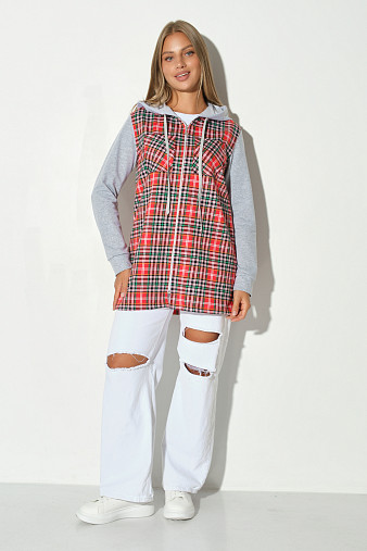 Рубашка жен. Гармония красная/клетка