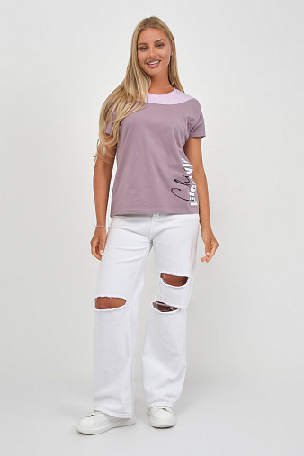 Футболка женская Чика корица/лаванда