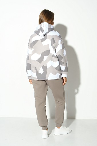 Костюм жен. Геометрия набивка 3-х нитка начес олива