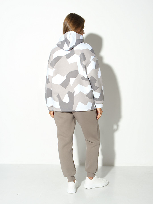 Костюм жен. Геометрия набивка 3-х нитка начес олива