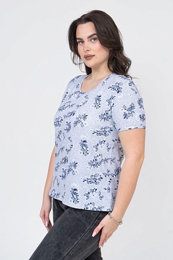 Футболка женская Незабудка серый/цветы