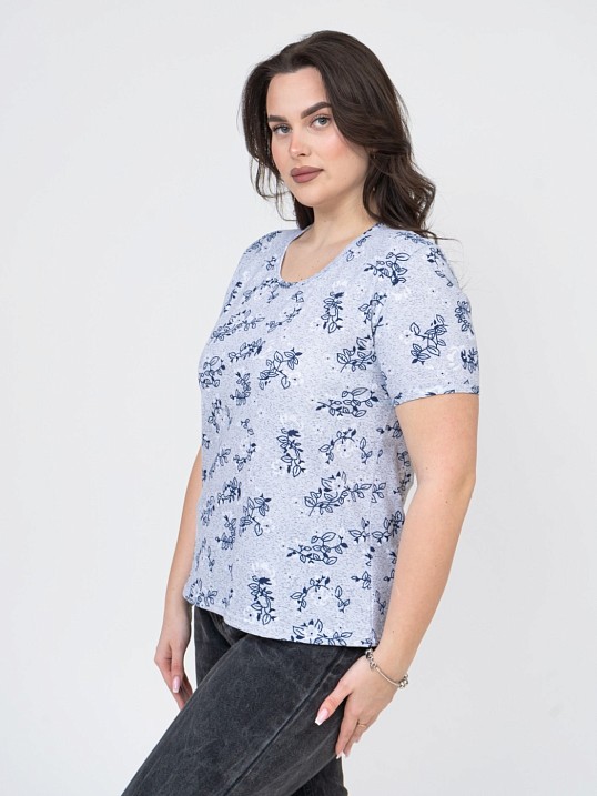 Футболка женская Незабудка серый/цветы