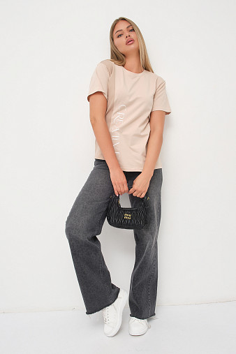 Футболка женская Креатив бежевый/таба