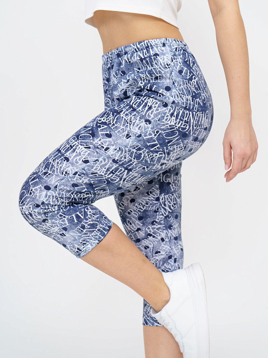 Бриджи х/б с лайкрой набивка джинс/буквы