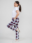 Брюки Силуэт бело-красный/клетка