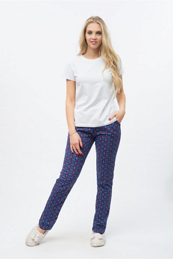 Брюки Силуэт индиго/клетка
