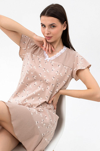 Ночная сорочка Астра крыло беж/цветы