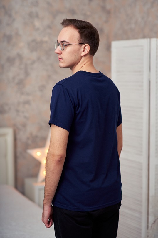 Футболка мужская однотонная синяя